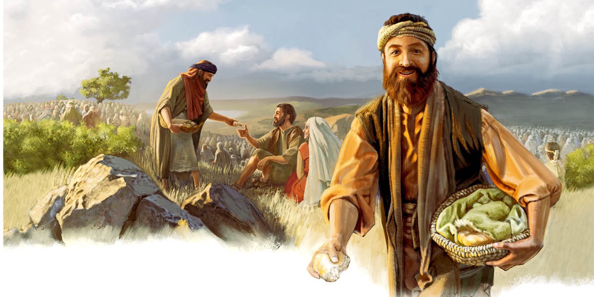 Jesus’ disciple giver en stor skare mad