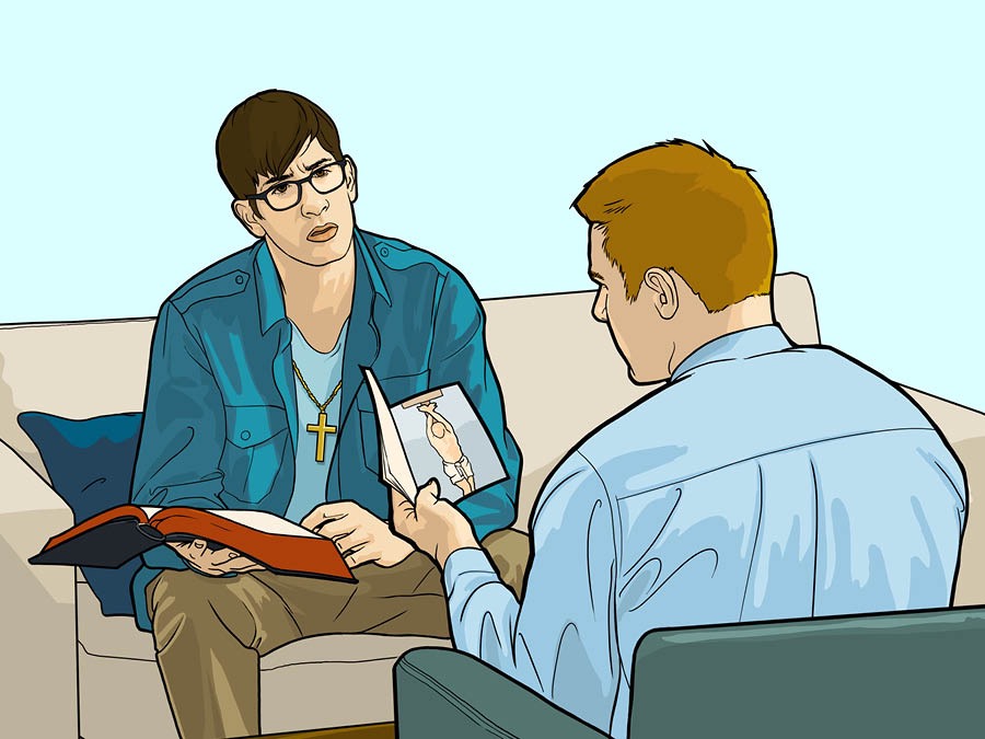 Der bliver ledet et bibelstudie med en mand