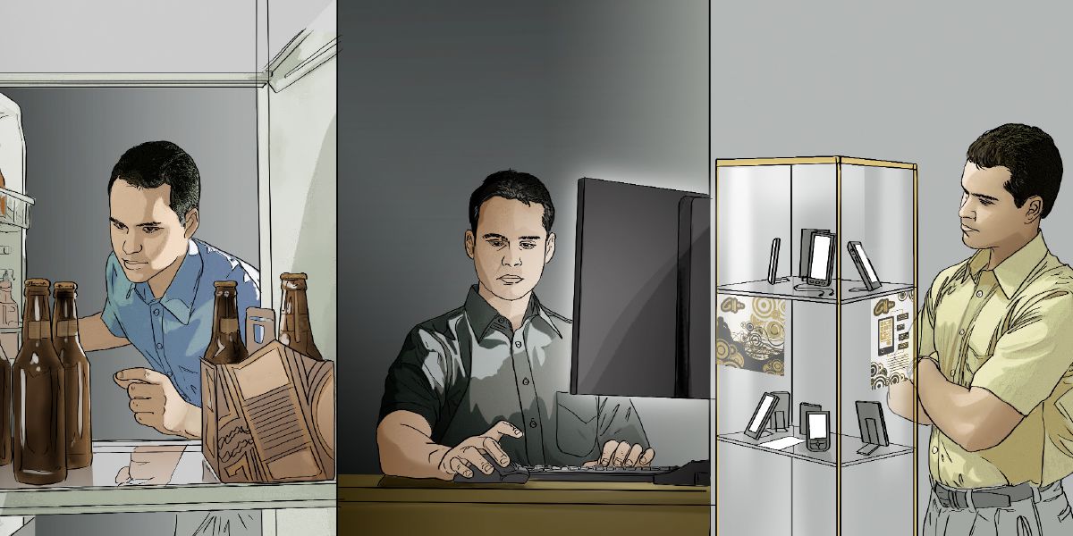 En bror vælger hvad han skal have at drikke, hvad han skal se på internettet, og hvilken mobil han skal købe