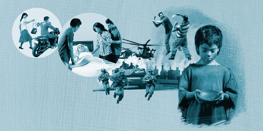 De problemer vi har i dag inkluderer kriminalitet, sygdom, krig, vold og hungersnød