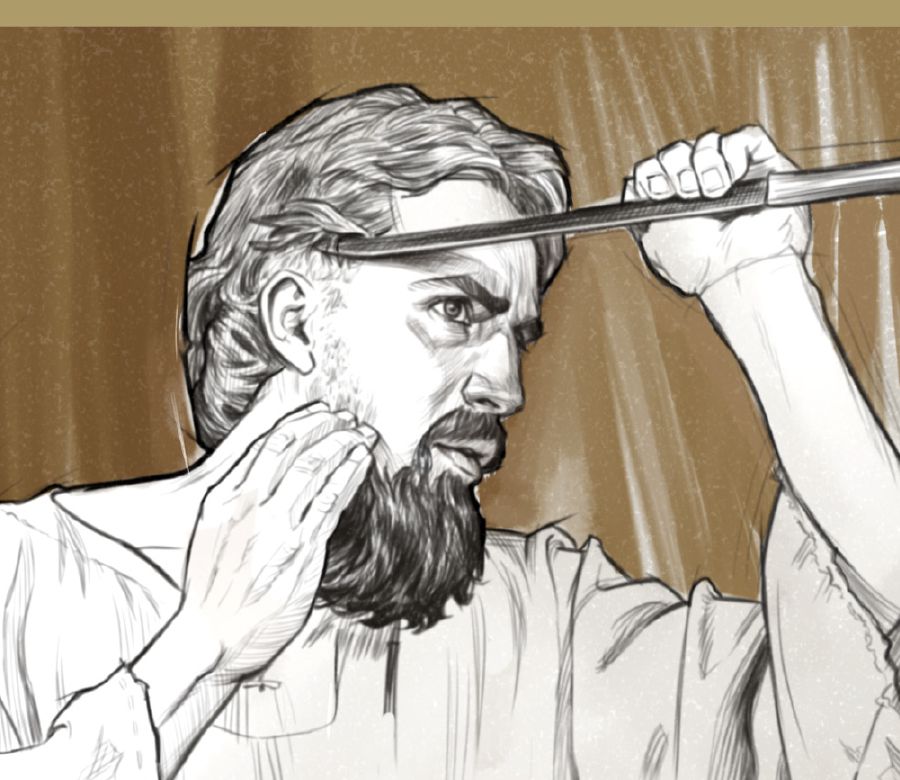 Ezekiel barberer sit hår af.