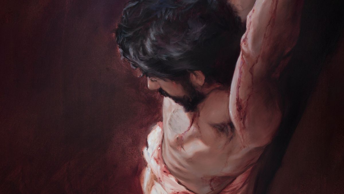 Jesus hænger på en torturpæl.