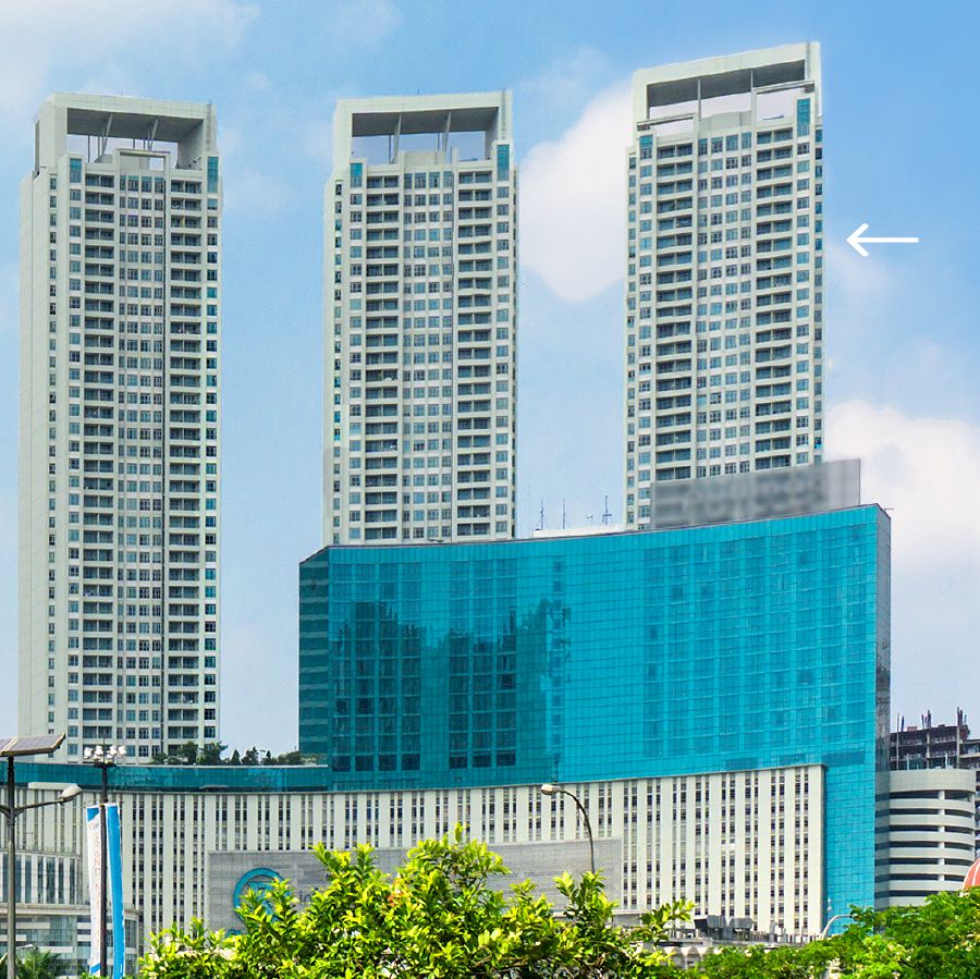 Et lejlighedskompleks i Jakarta hvoraf 12 etager bebos af betelitter