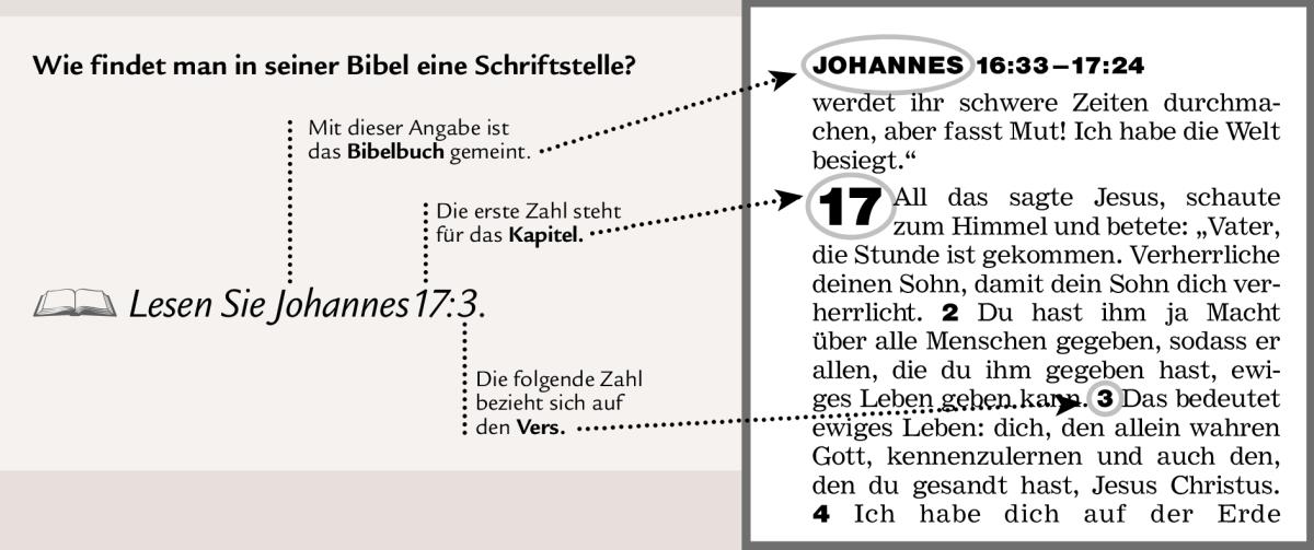 Beispiel, wie man eine Schriftstelle in der Bibel findet