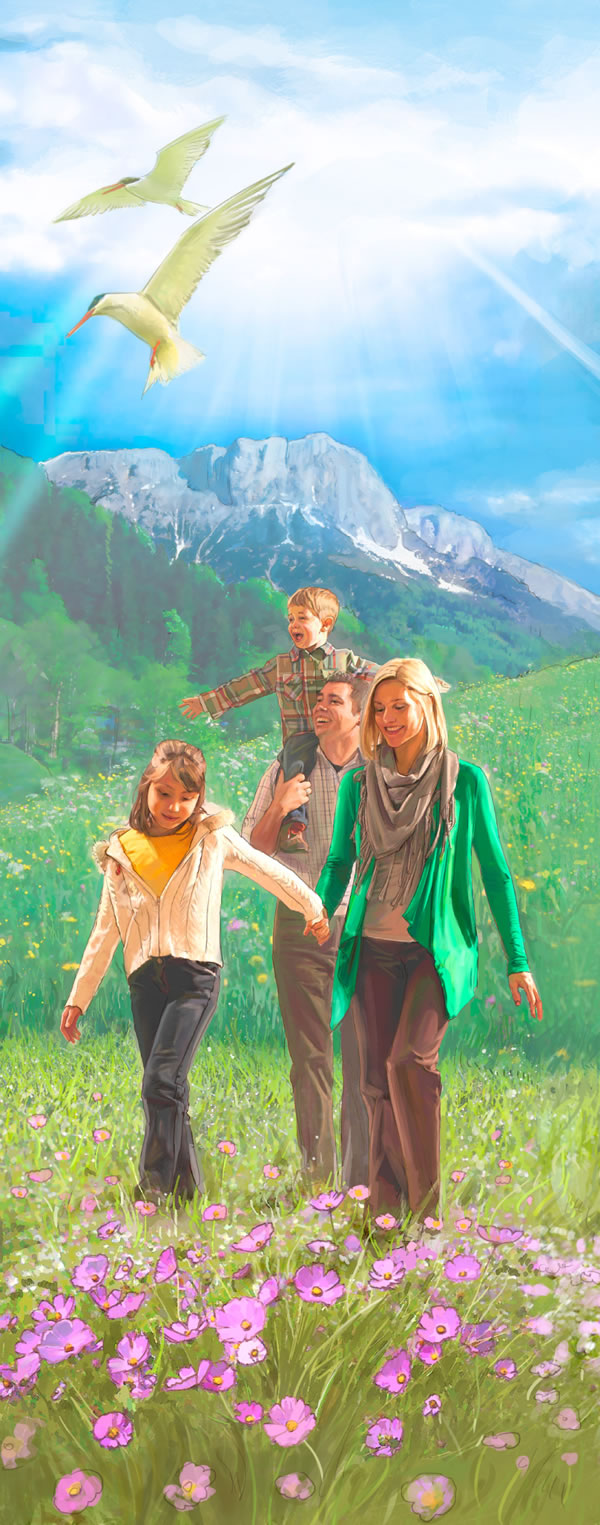 Eine Familie genießt das Leben auf der Erde