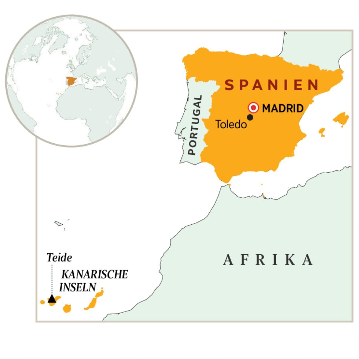 Spanien auf der Landkarte