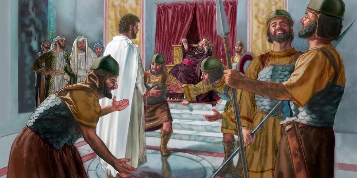 Herodes und seine Soldaten verspotten Jesus