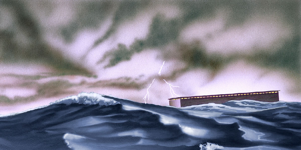 Die Arche Noah auf dem Wasser
