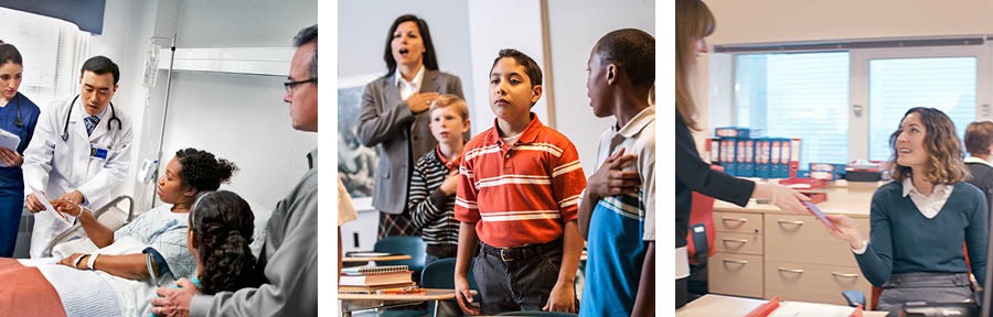 Eine Zeugin Jehovas im Krankenhausbett spricht mit ihrem Arzt; ein junger Zeuge im Klassenraum verweigert den Fahnengruß; eine Zeugin erhält eine Einladung zu einer Party