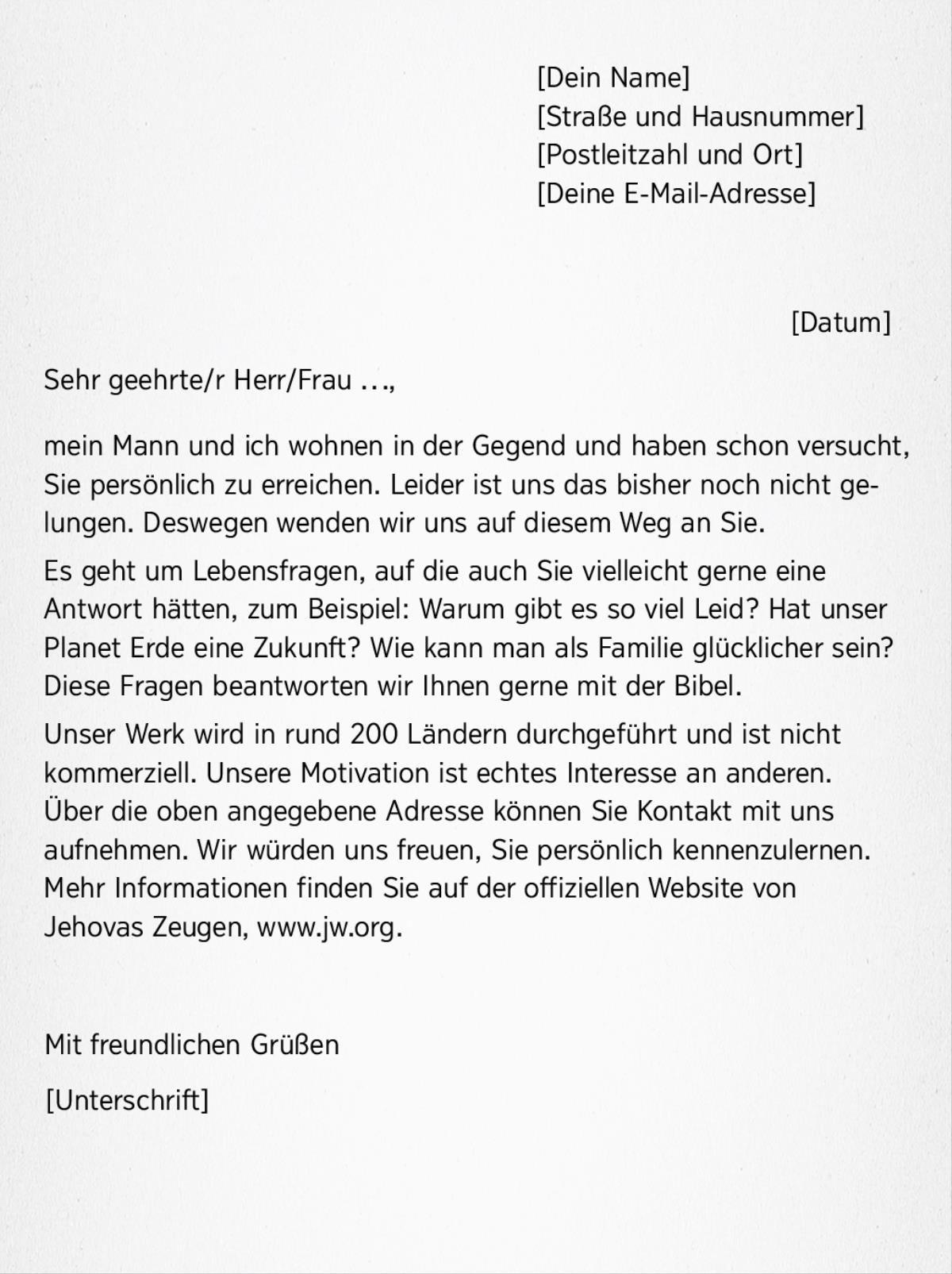Ein Musterbrief