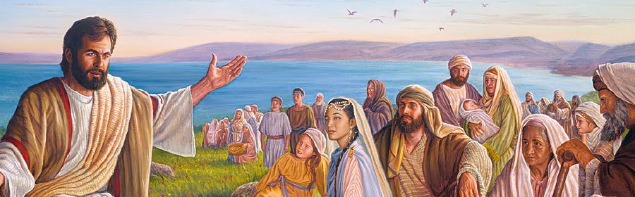 Jesus lehrt eine Menschenmenge