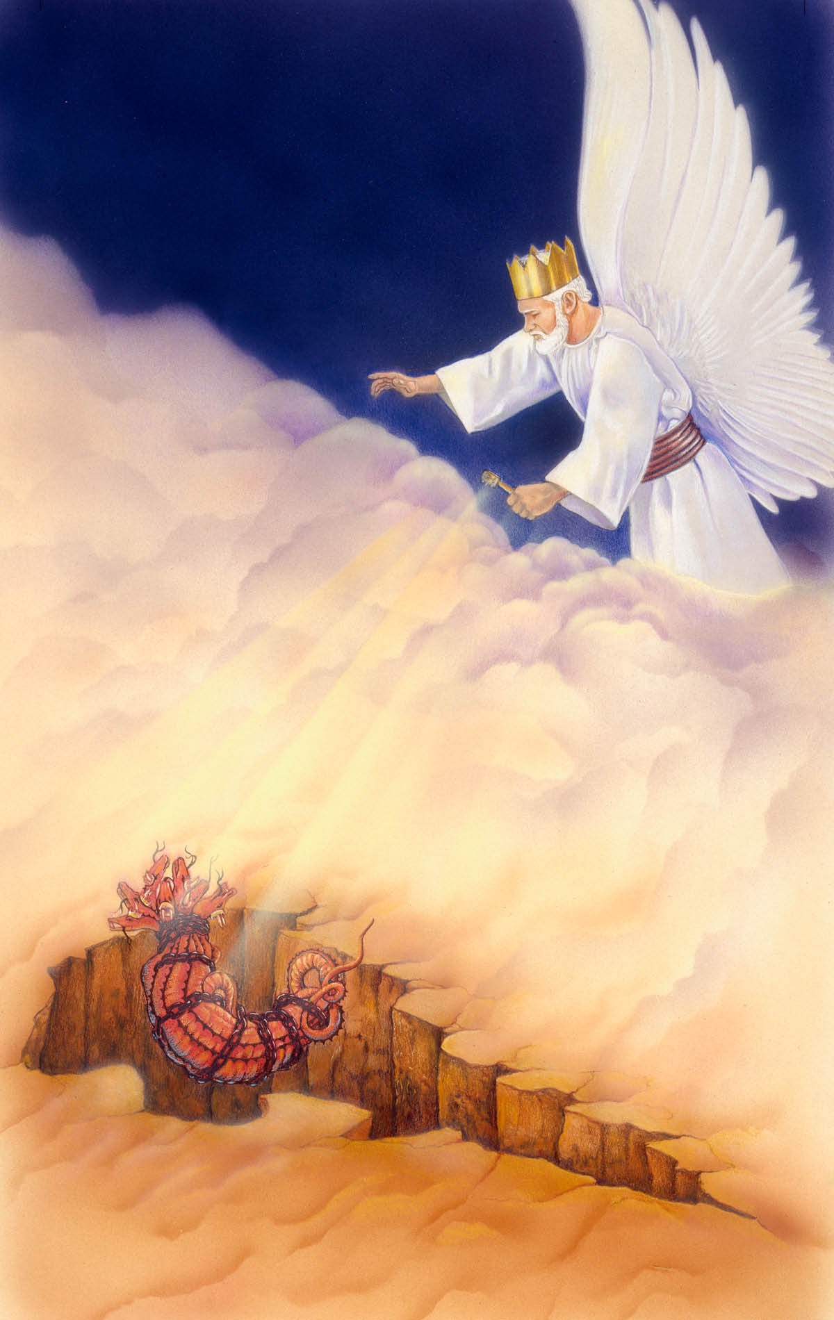 Jesus schleudert den Teufel in einen Abgrund