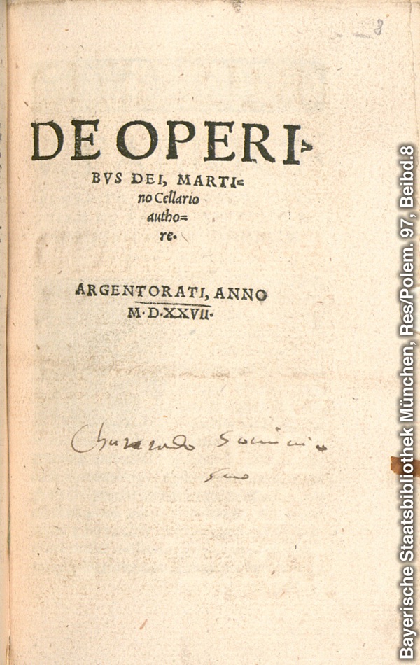 Deckblatt des Buches De operibus Dei (Von den Werken Gottes)