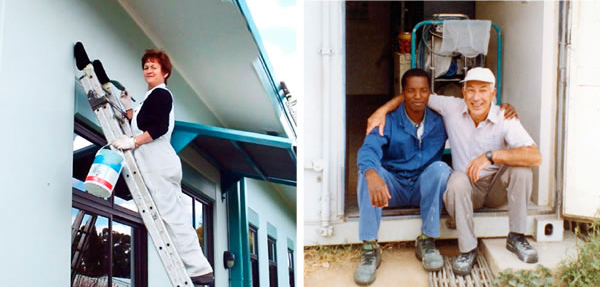 David und Gwen Cartwright bei einem Bauprojekt in Simbabwe