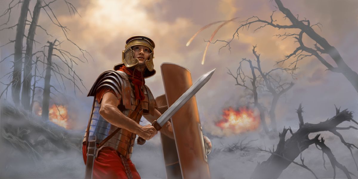 Ein römischer Soldat in vollständiger Waffenrüstung