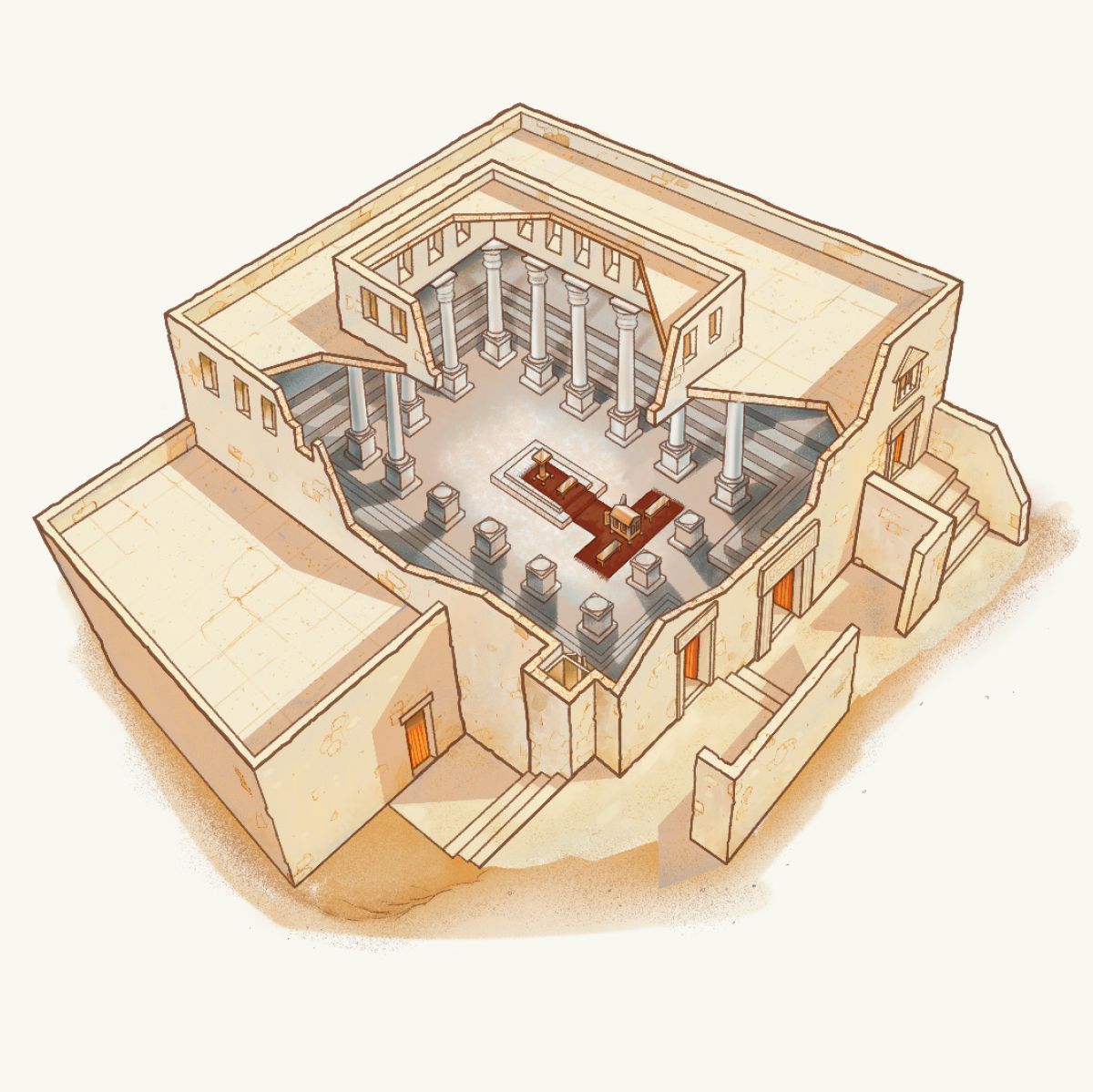 Eine Synagoge aus dem 1. Jahrhundert, wie man sie ihn Gamla entdeckt hat