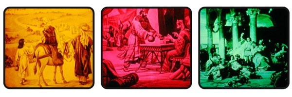 Colored slides used in the Eureka Drama