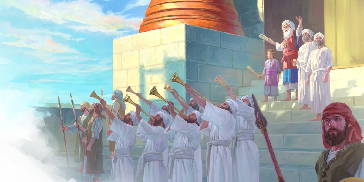 El sumo sacerdote Jehoiadá presenta al joven rey Jehoás ante el pueblo