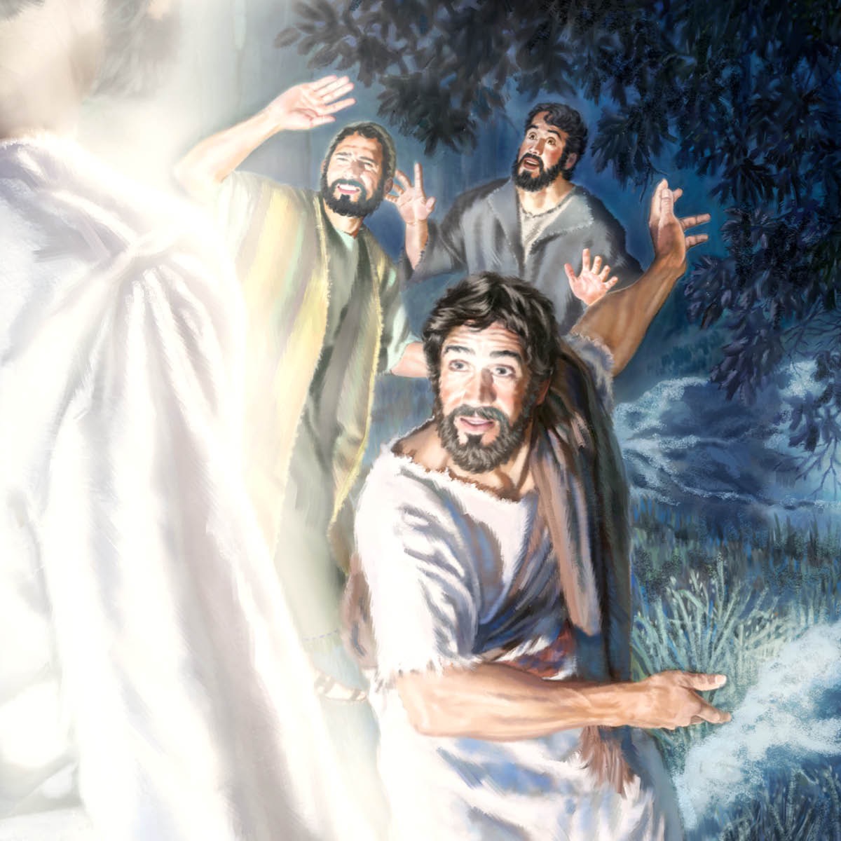 Pedro, Santiago y Juan presencian la transfiguración