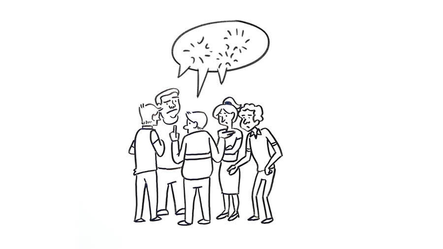 Un grupo de gente chismeando.