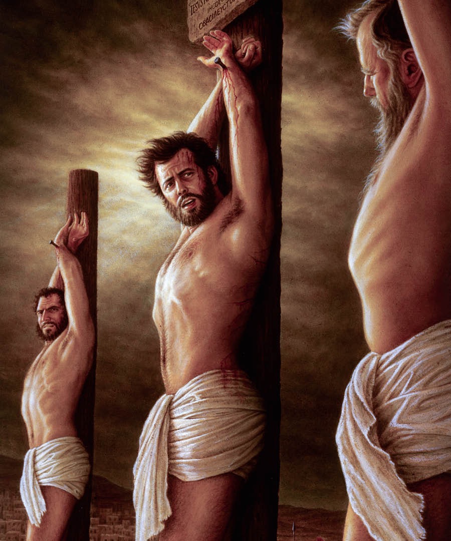 Jesús, en el madero de tormento entre dos delincuentes