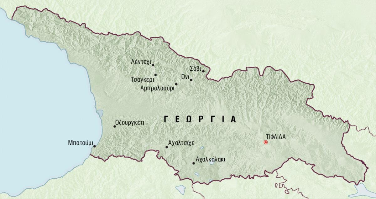 Χάρτης της Γεωργίας δείχνει τα μέρη στα οποία διορίστηκαν σκαπανείς για περίοδο πέντε μηνών