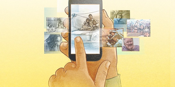 A person using a mobile device to look for answers on jw.org