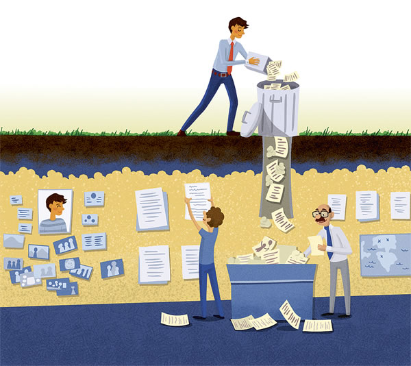 People collecting discarded information