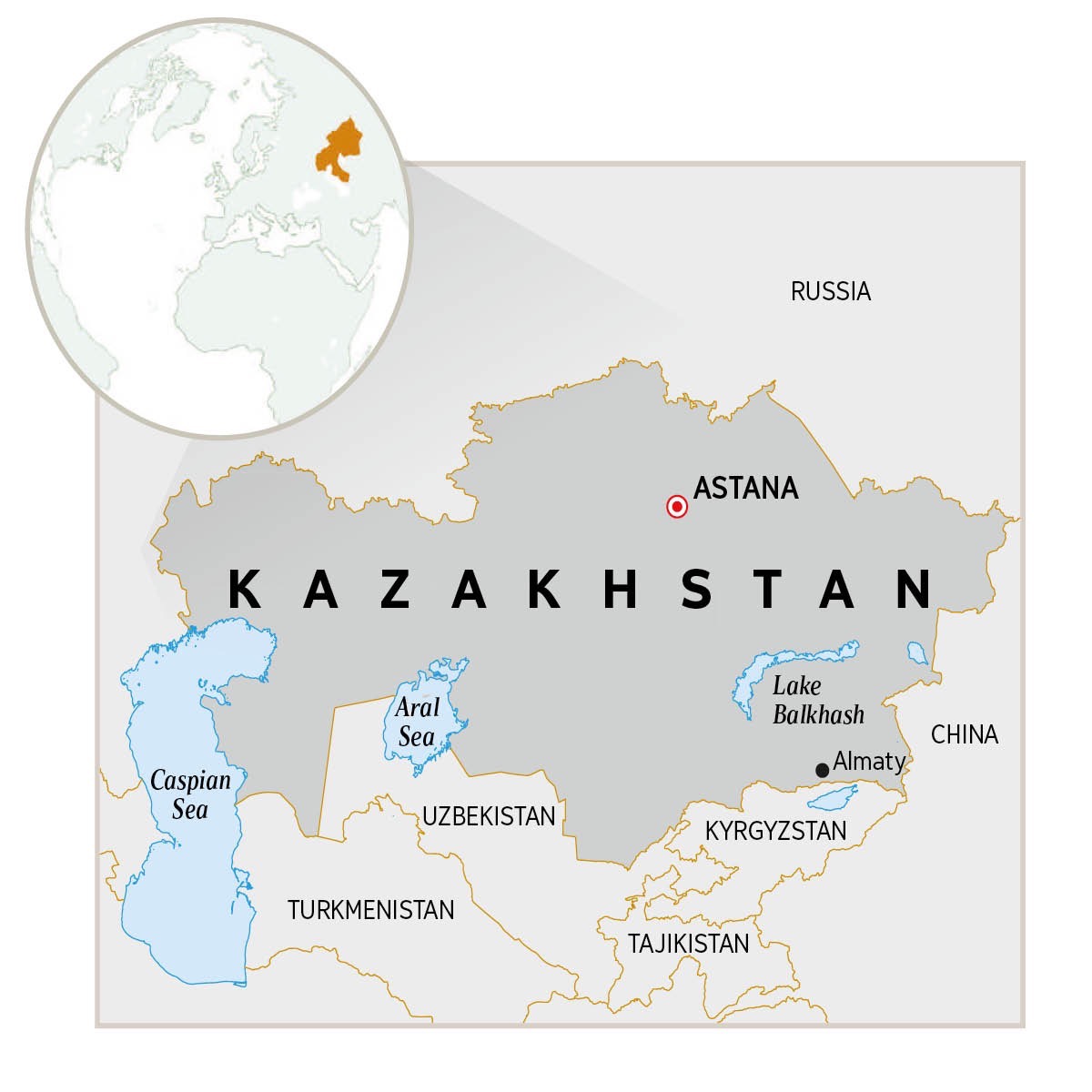 A map of Kazakhstan