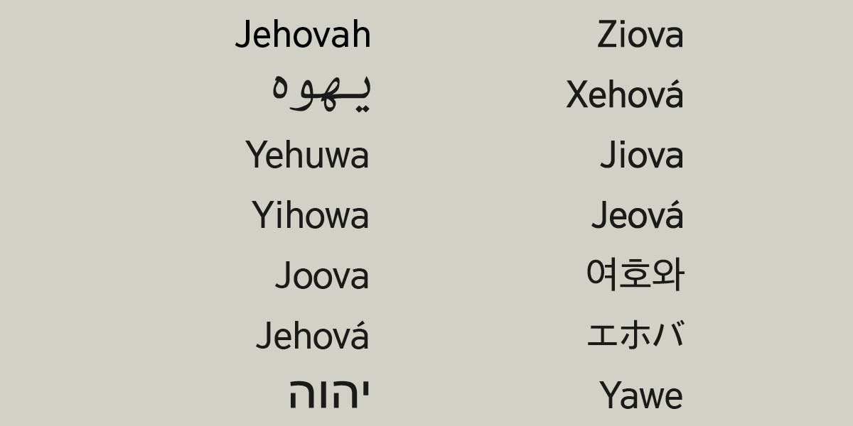 God’s name Jehovah in various languages