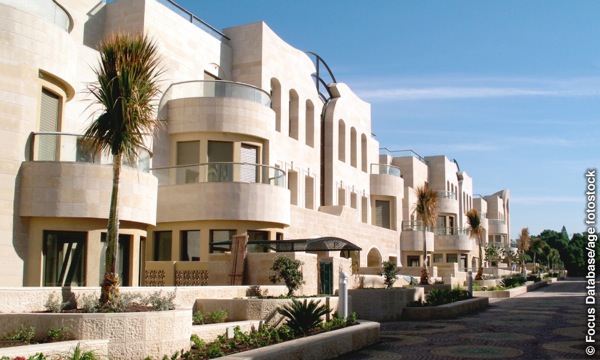 An orderly row of houses