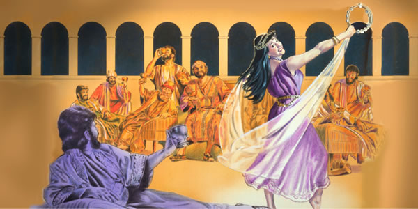 Herod expresses pleasure with Salome’s dancing at his birthday party