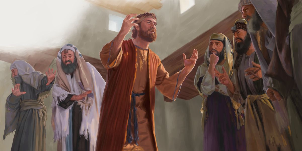 The Pharisees question a formerly blind man
