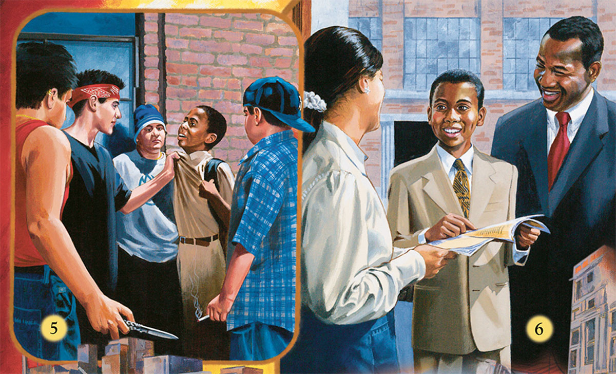 A boy is the victim of violence but later preaches the good news of the Kingdom