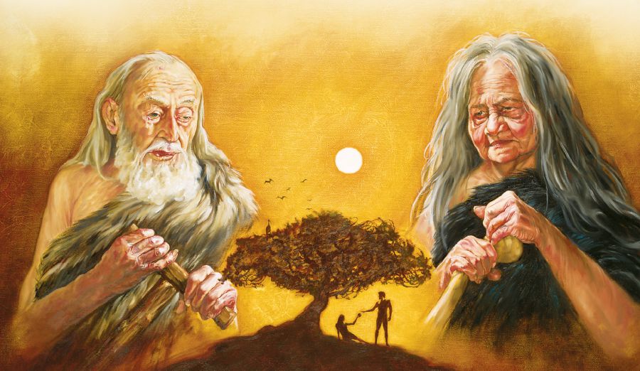 Adam and Eve in their old age