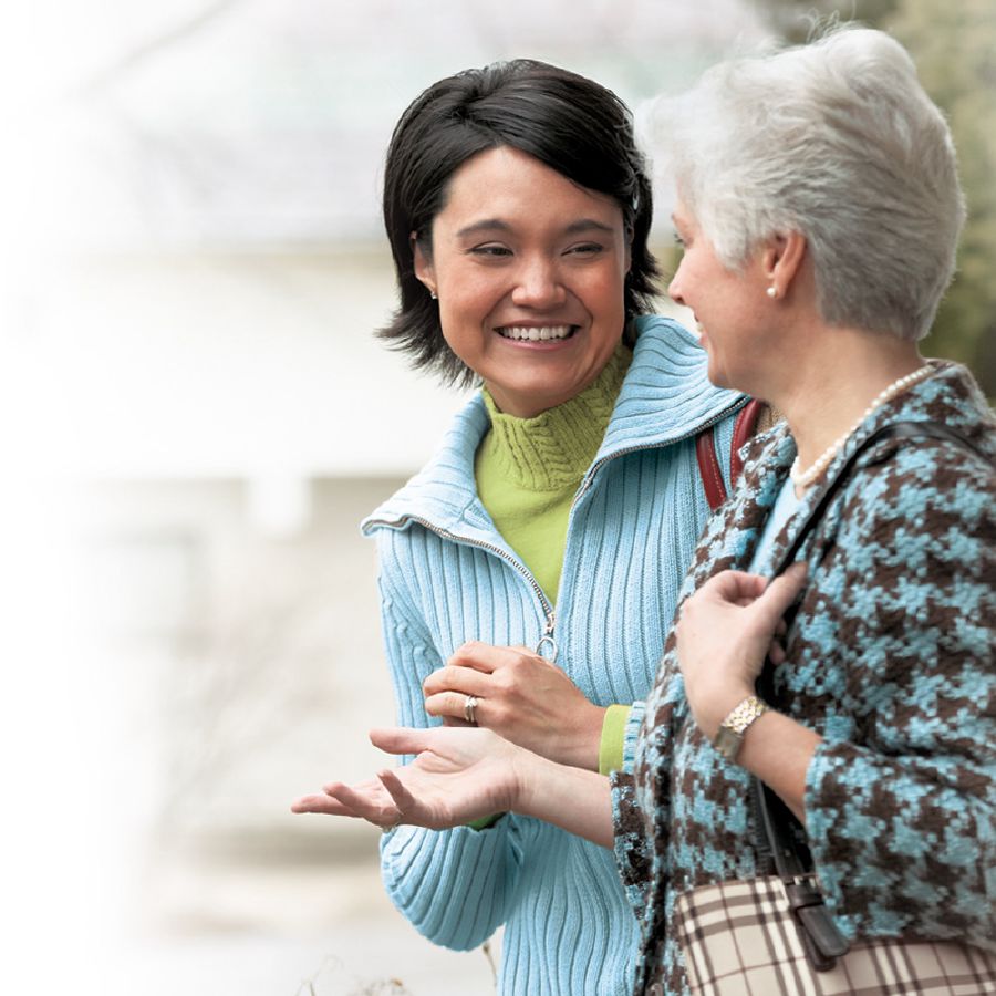Two women enjoy good friendship