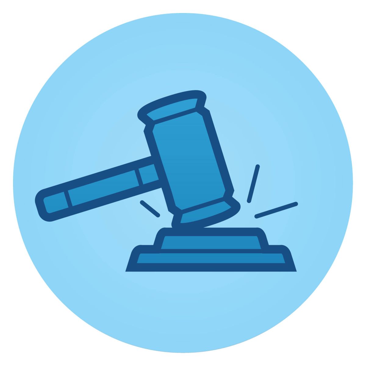 An icon of a judge’s gavel.