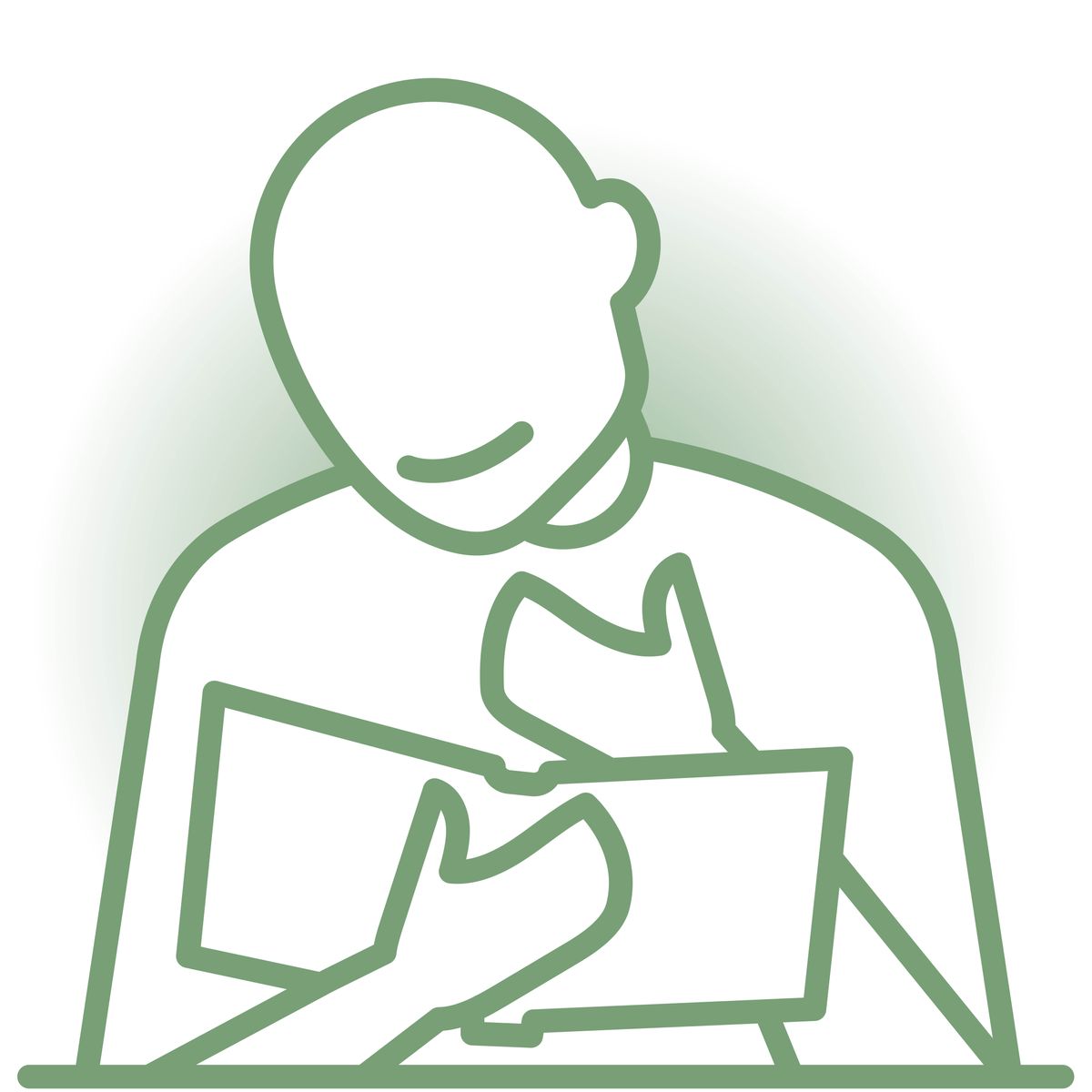 An icon of a person finding comfort in what he read in the Bible.