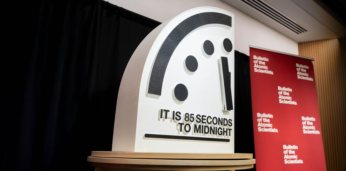The Doomsday Clock, now set to 85 seconds before midnight.