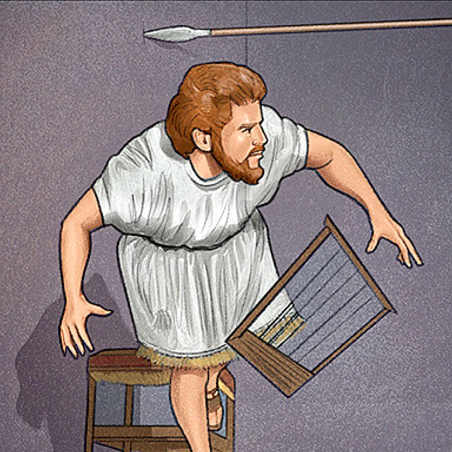 David escapes a spear