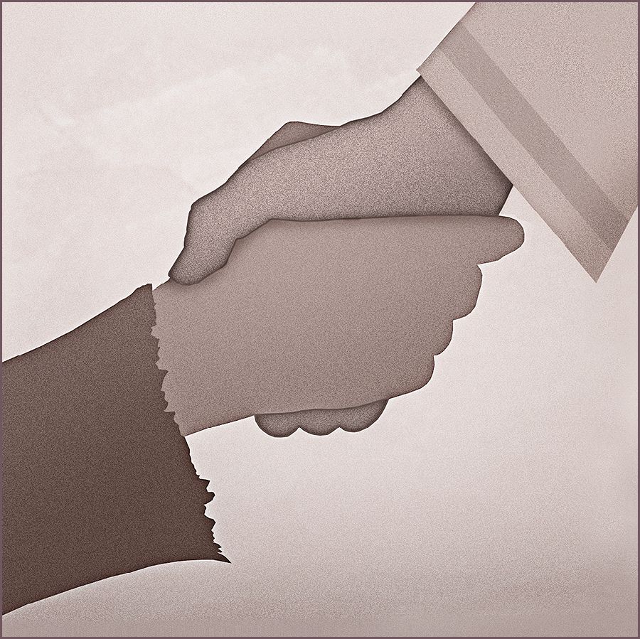 A poor person is given a helping hand