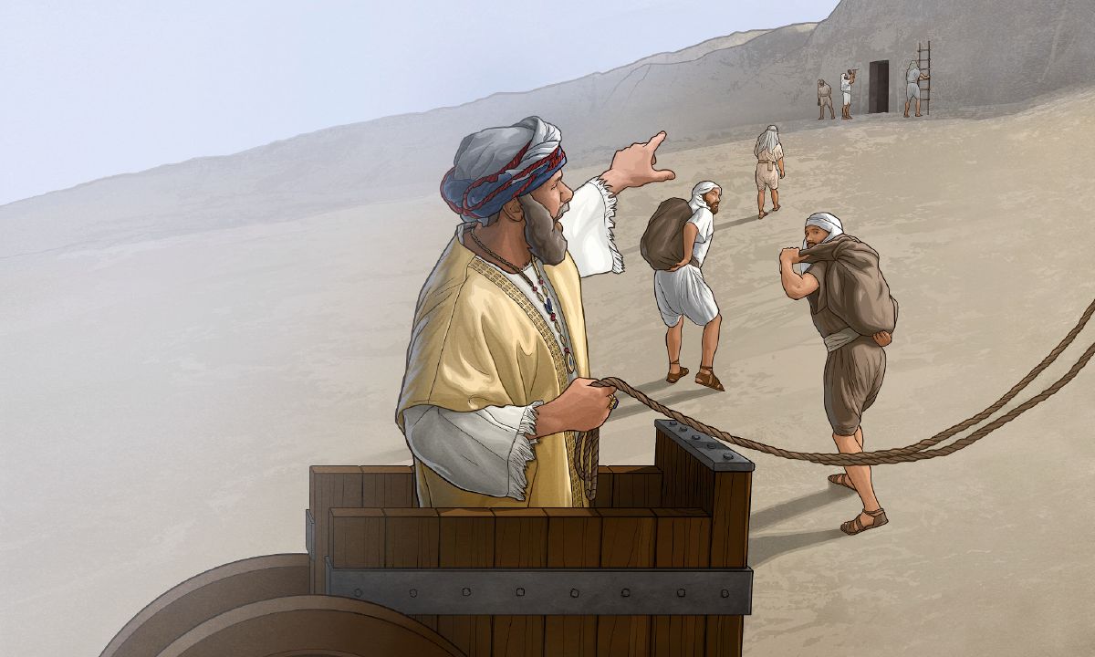 Shebna orders men to work on his burial place