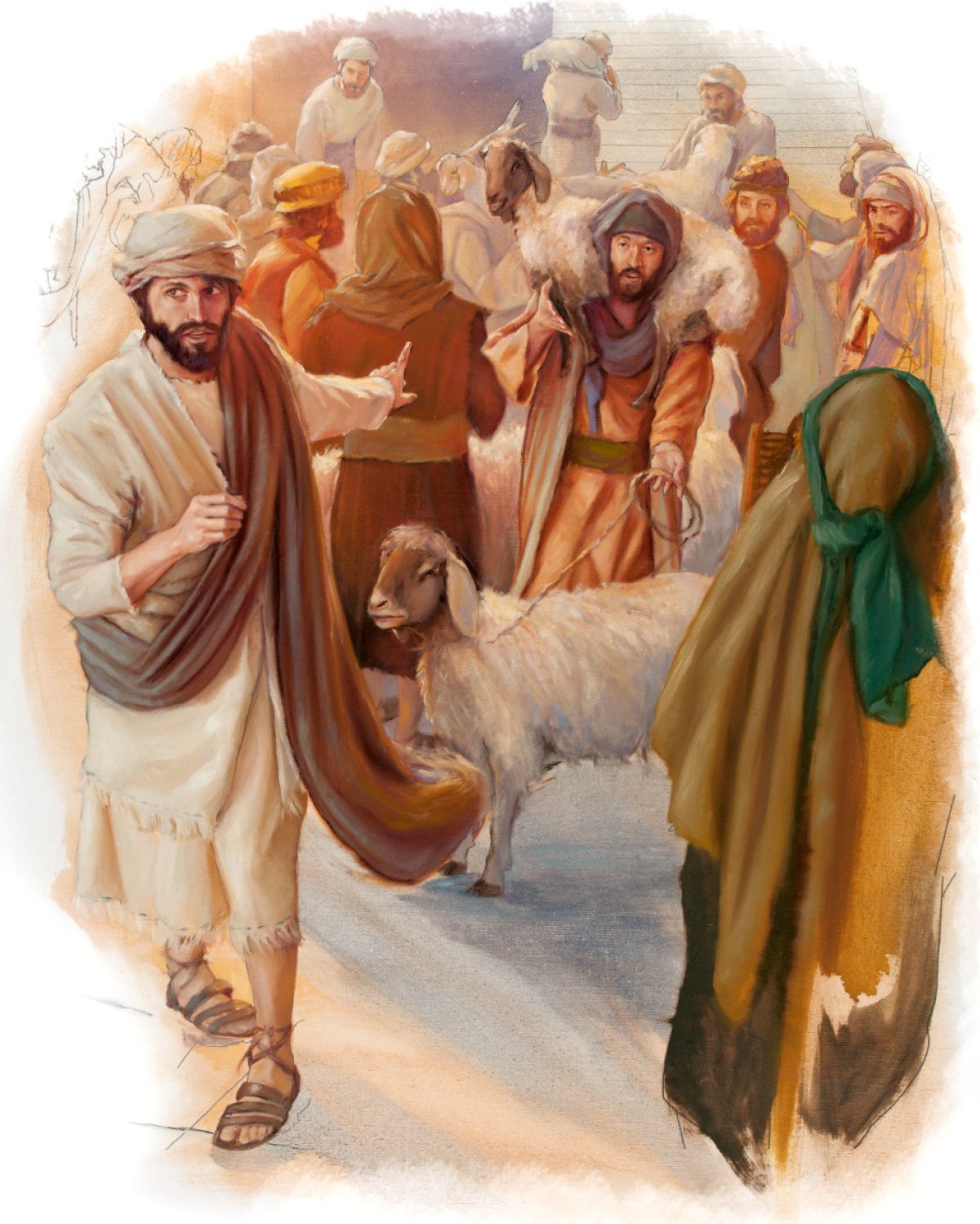 A man leaves his sacrifice at the altar and goes to make peace with his brother