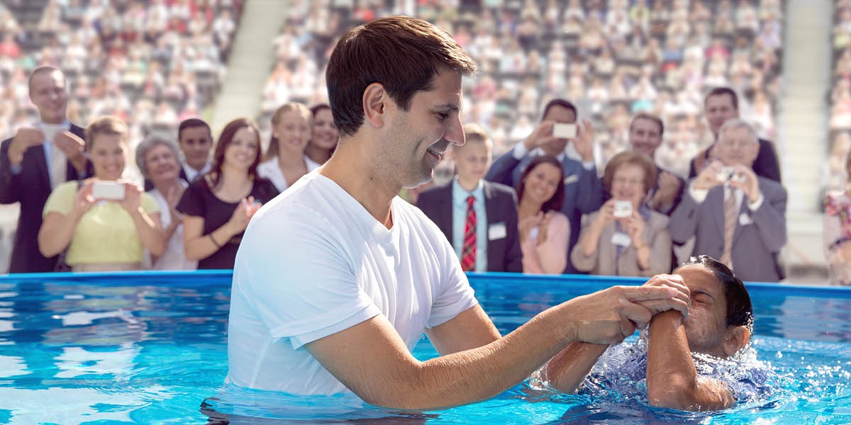 A boy is baptized