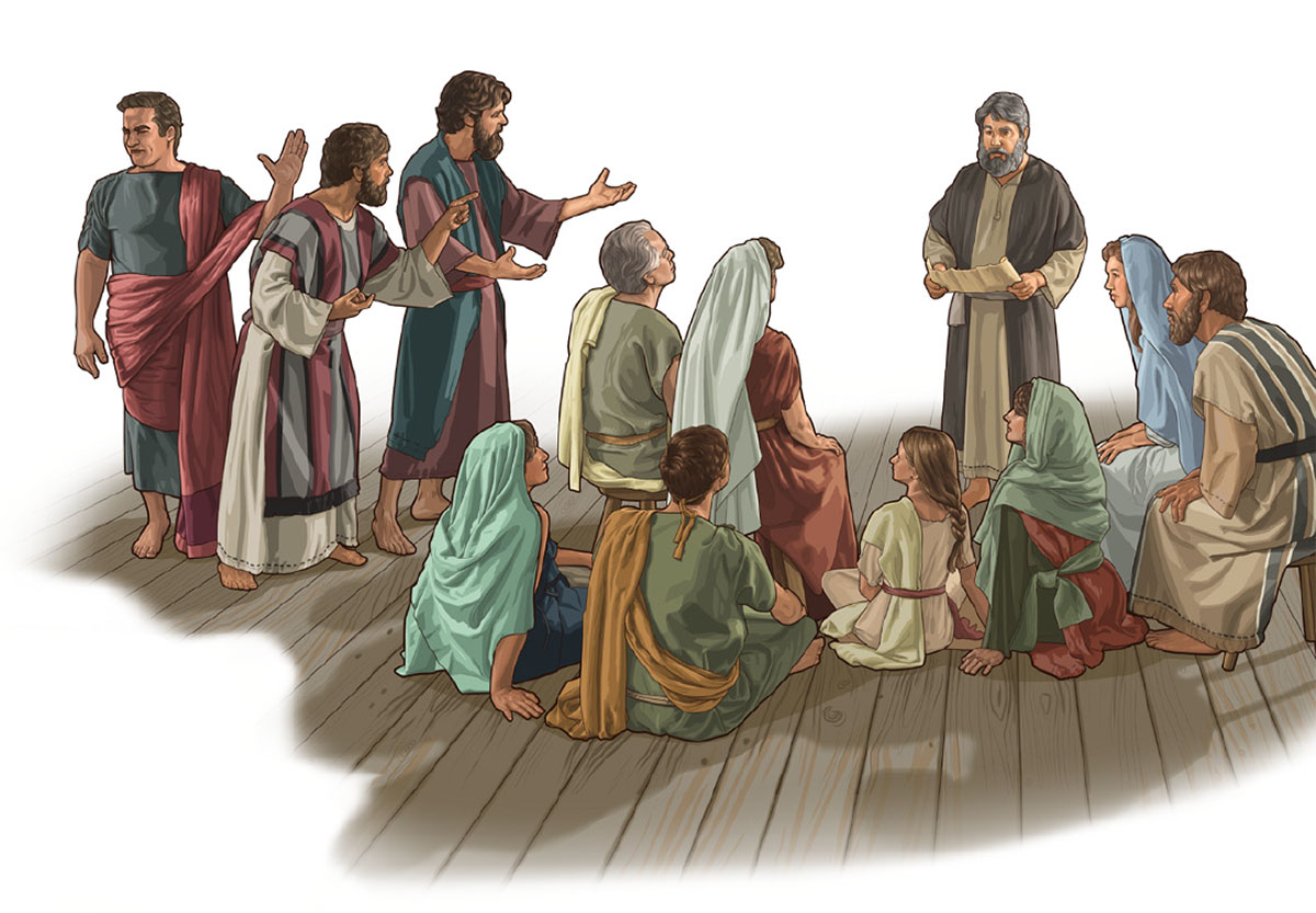 Apostate Christians disrupt a meeting of the early Christian congregation