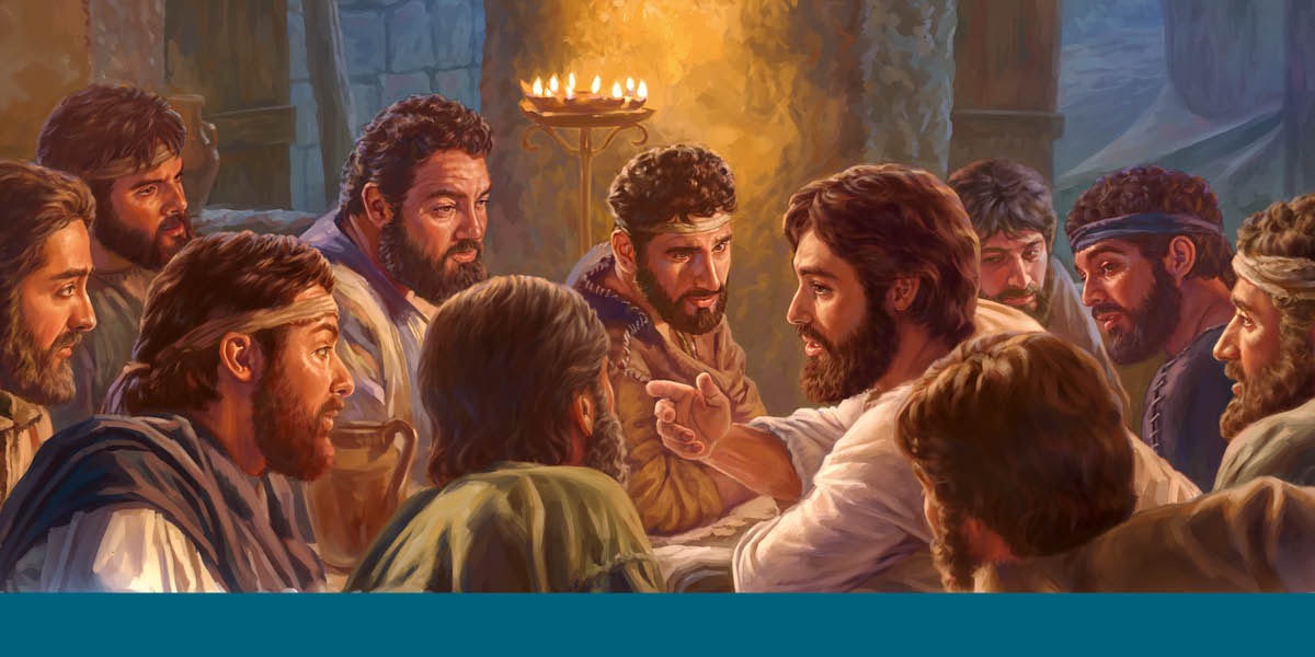 Jesus and his faithful apostles reclining at a table for the Lord’s Evening Meal.