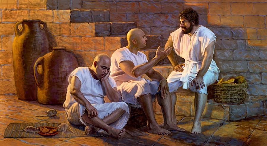 Joseph interpreting the dreams of two prisoners.