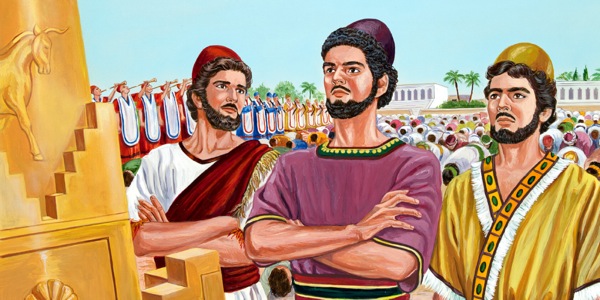 Shadrach, Meshach, and Abednego refuse to bow down to King Nebuchadnezzar’s gold image