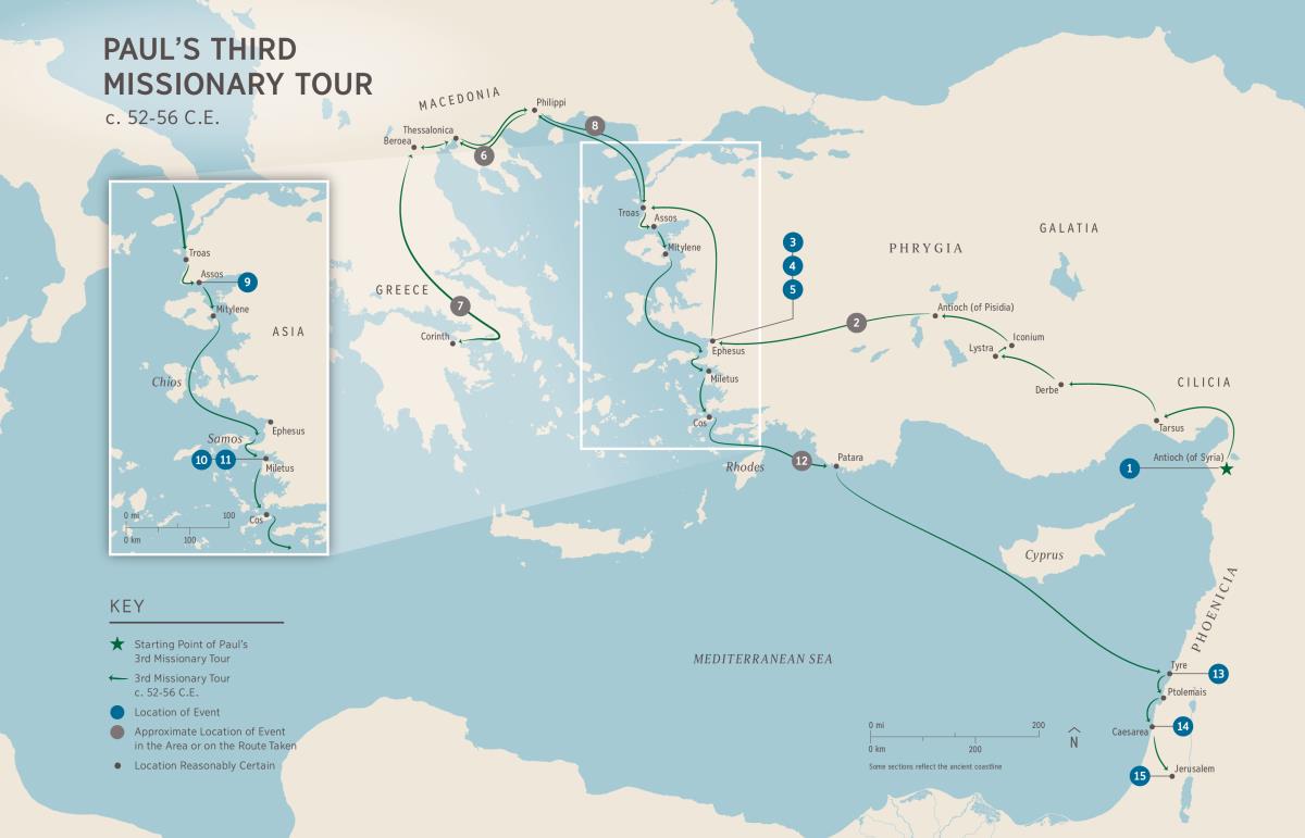 Acts of Apostles—Paul’s Third Missionary Tour (Ac 18:23–21:17) c. 52-56 C.E.