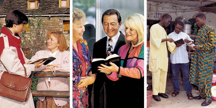 Jehovah’s Witnesses preaching in various lands